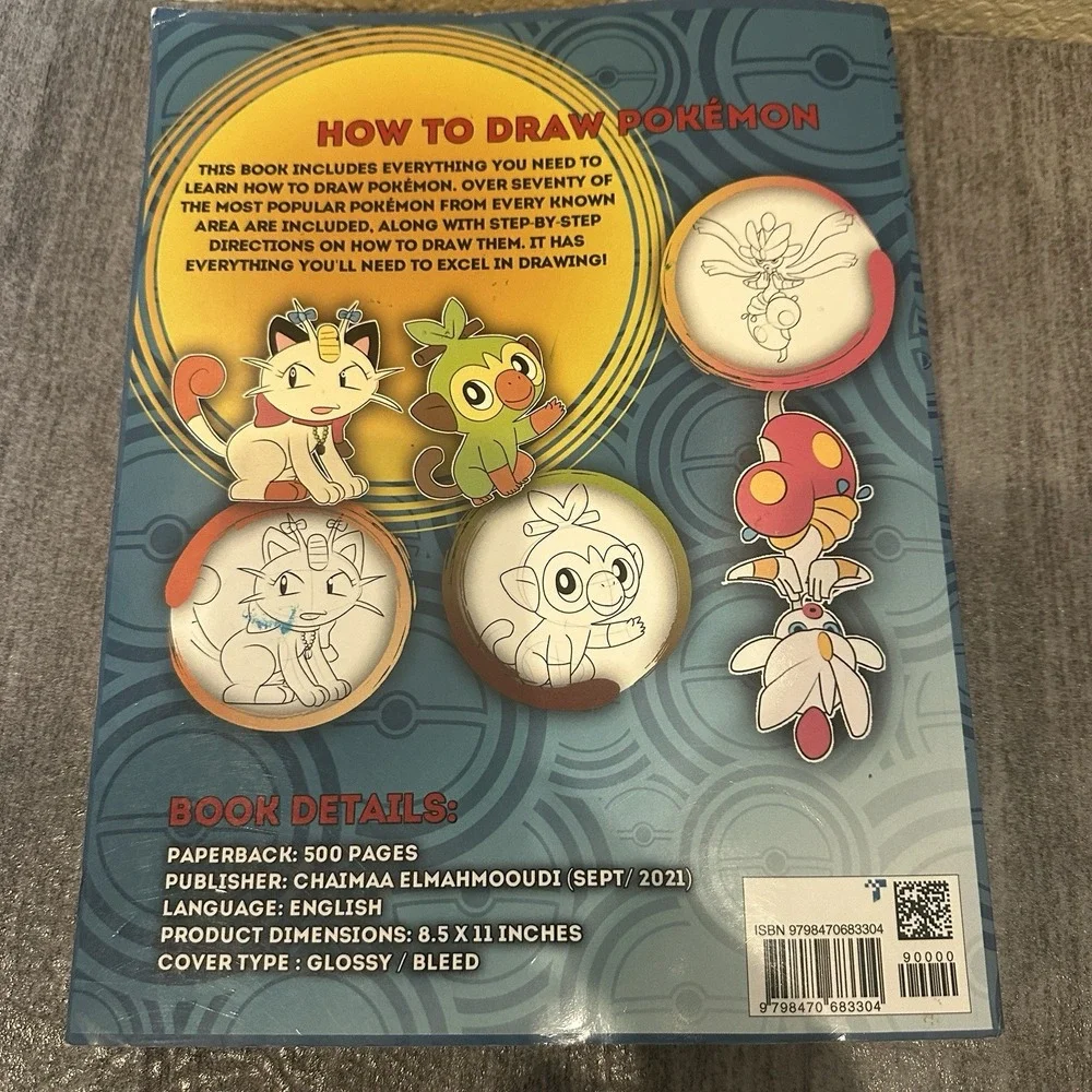Pokemon How to Draw Paperback Book 500 Pages English September 2021 Elahmoudi